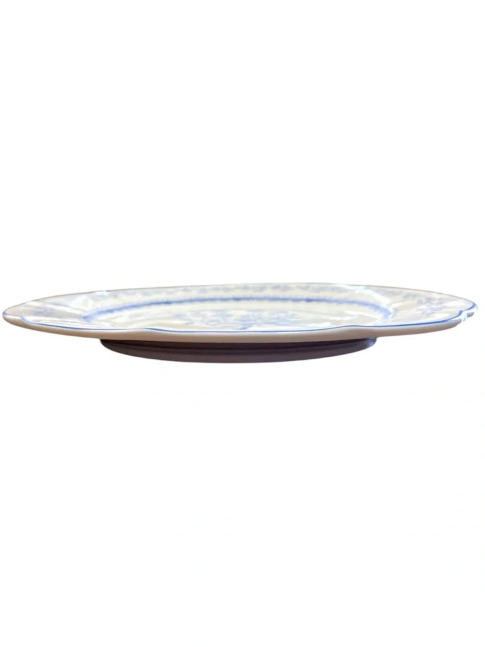 Set Of 4 Blue & White Floral Porcelain Plates 8” Scalloped Edge Cottagecore NWT